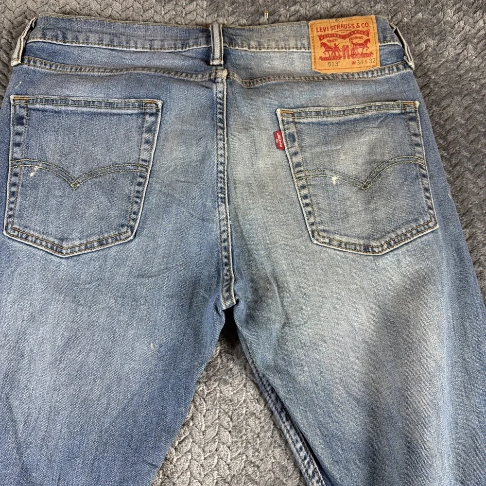 Levi's 513 Jeans Mens 34x32 Slim Straight Med Wash Denim Casual Stretch‎ Blue